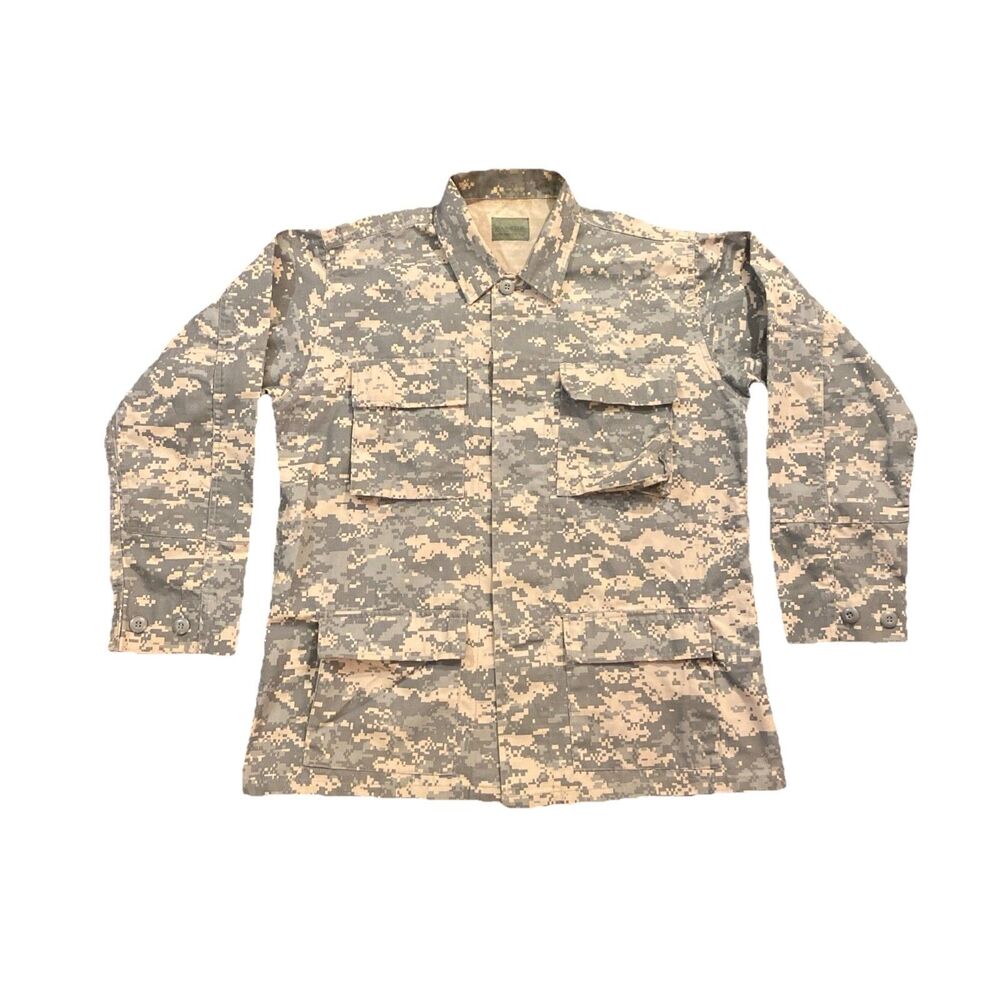 Vintage US Army Combat Jacket Digital Camo Mens M Military Hiking Hunting Shirt